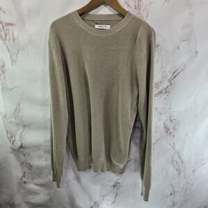 Kenneth Cole Sweater Mens Large Beige Tan Brown Crew Neck Y2K Cotton Blend